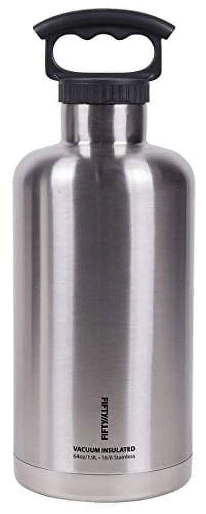 64oz Stainless Steel Tank Growler with 3 Finger Grip Cap K63414