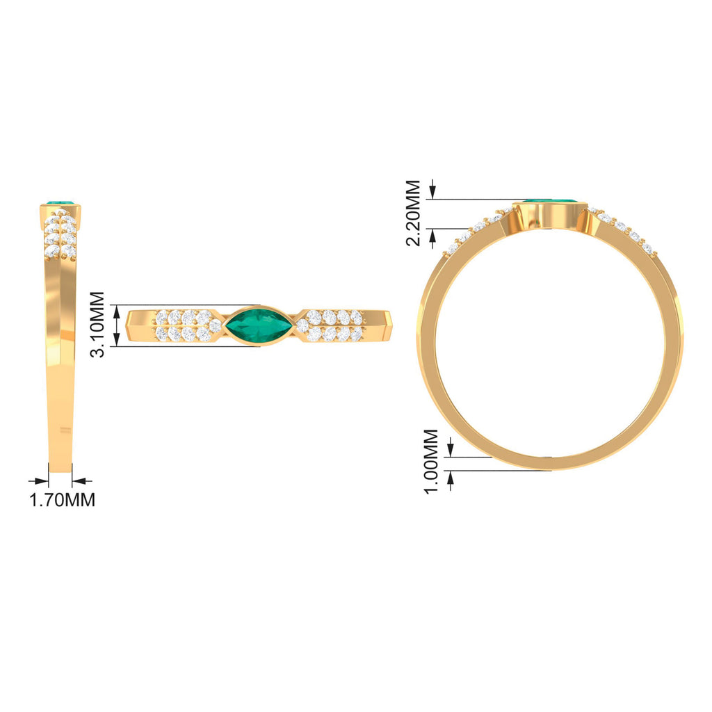 14K Yellow Gold Emerald Promise Ring with Diamond F790698