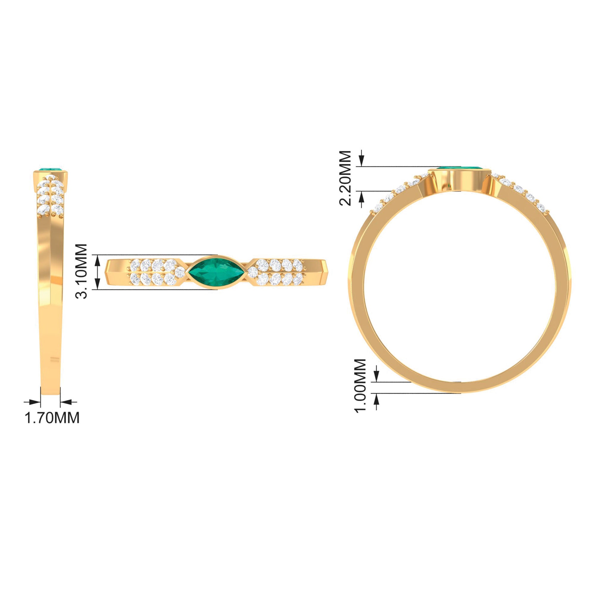 14K Yellow Gold Emerald Promise Ring with Diamond F790698