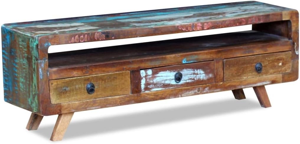 Vintage TV Stand with 3 Drawers Solid Reclaimed Wood Y937182