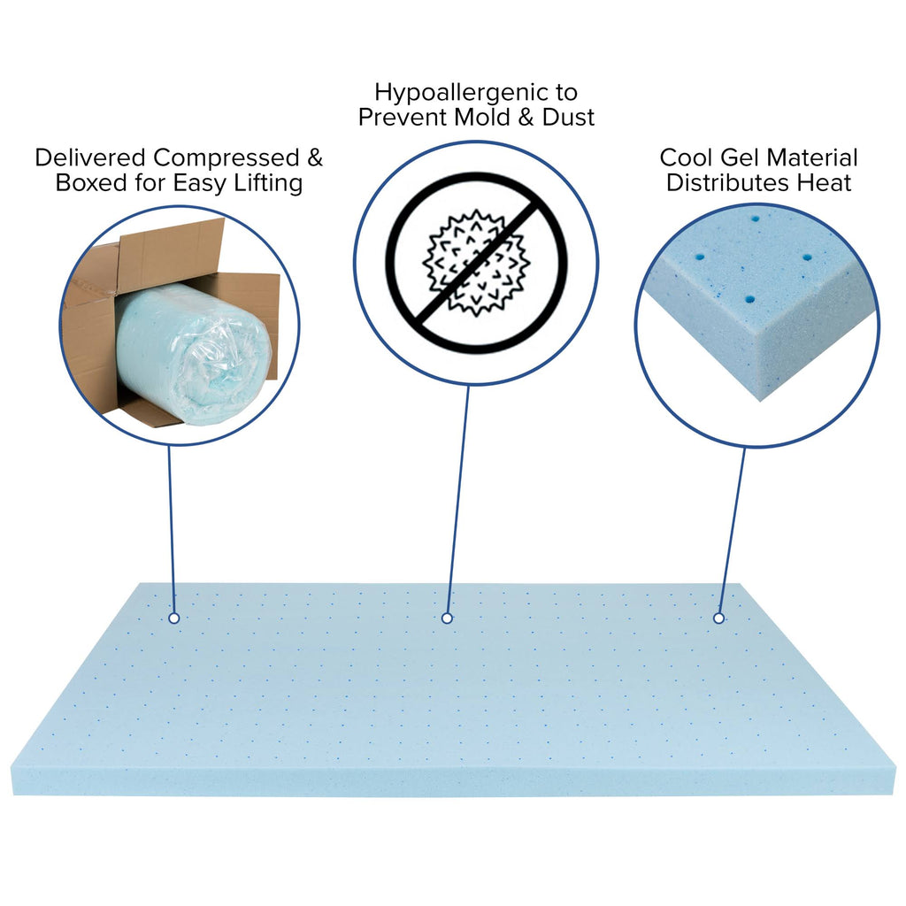 King 3 inch Cool Gel Memory Foam Mattress Topper K822094
