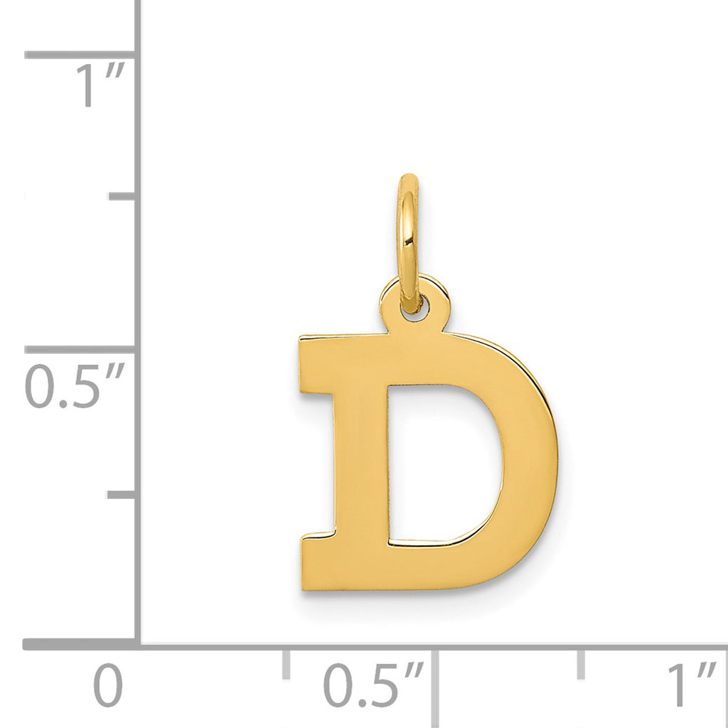 14K Yellow Gold Block Letter D Initial Pendant Charm with Rope Chain Necklace 16'' D759001
