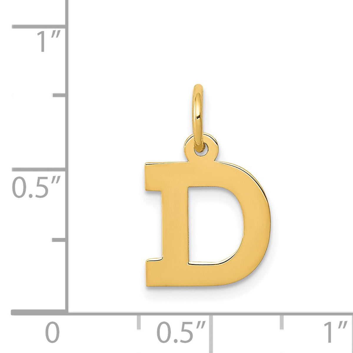14K Yellow Gold Block Letter D Initial Pendant Charm with Rope Chain Necklace 16'' D759001