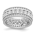 925 Sterling Silver Rhodium-plated CZ 3-row Eternity Ring Size 7 G450