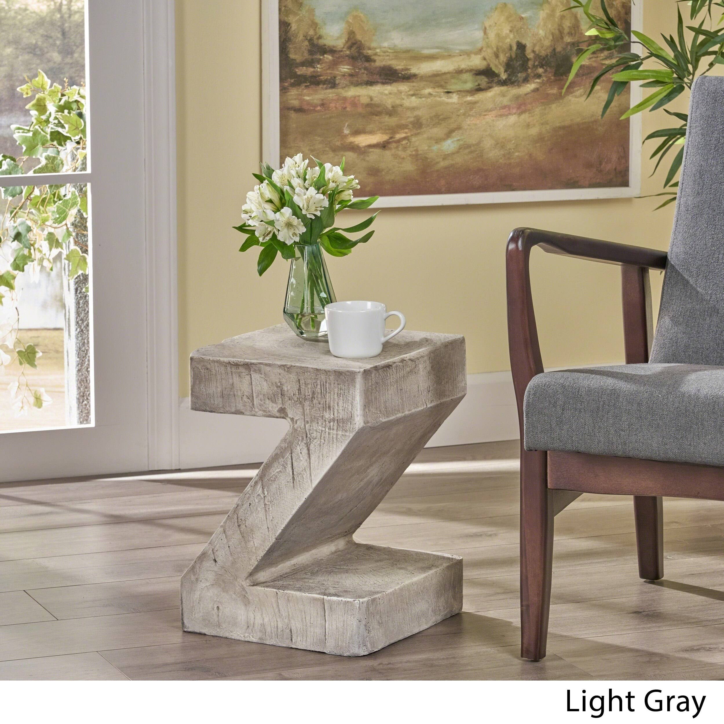 16 in. Light Gray Concrete Accent Table N12344