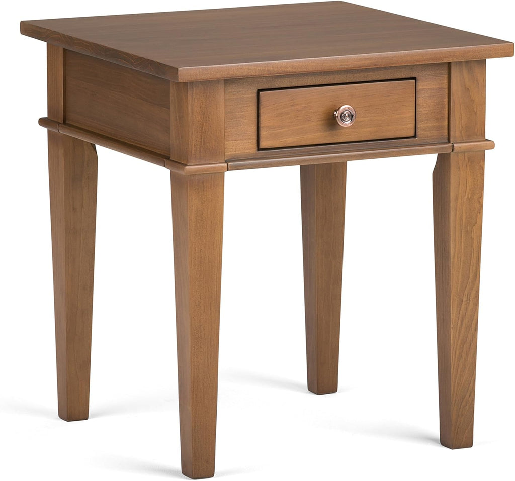 Medium Saddle Brown Solid Wood 1 Drawer End Side Table P662