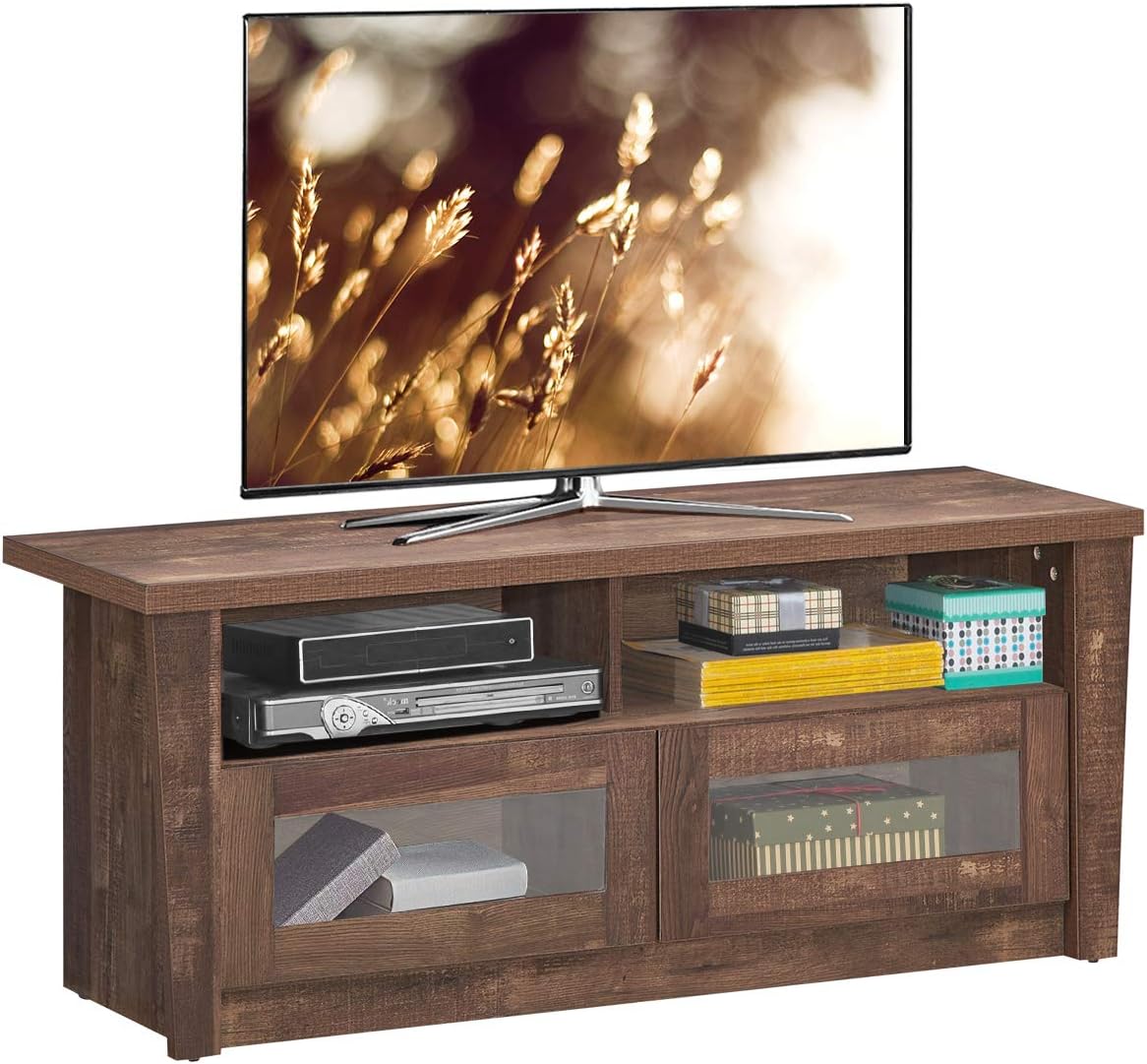 Wood TV Stand with 2 Open Shelves and 2 Door Cabinets J7517