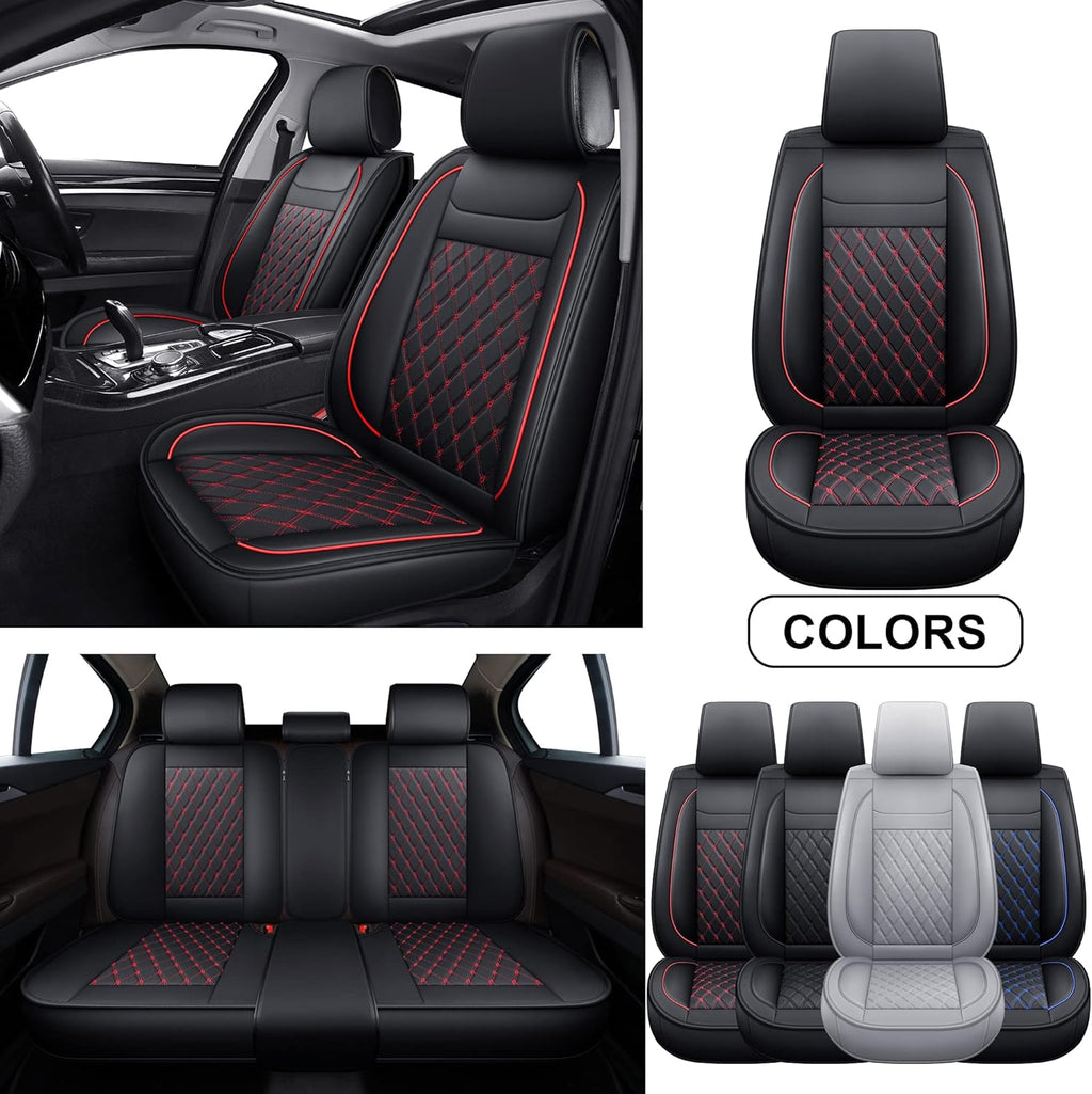 Black Faux Leather Front Car Seat Covers U4713