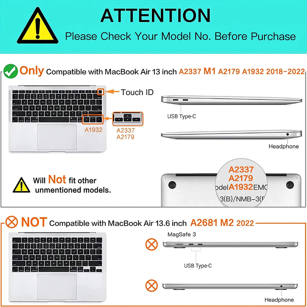 Black Plastic Hard Shell 3 in 1 Case for MacBook Air 13 inch A564916