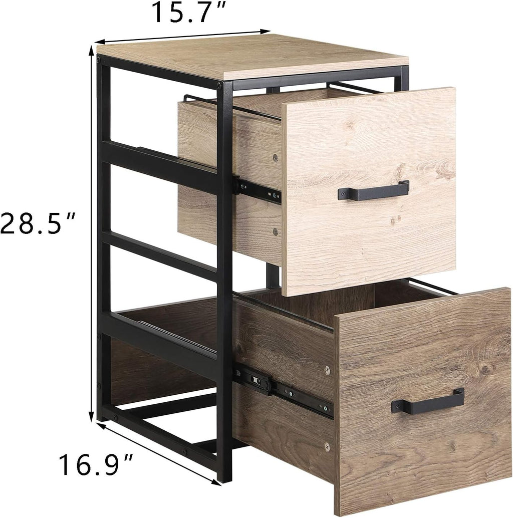 Wood File Cabinet with 2 Drawers, Brown V551180