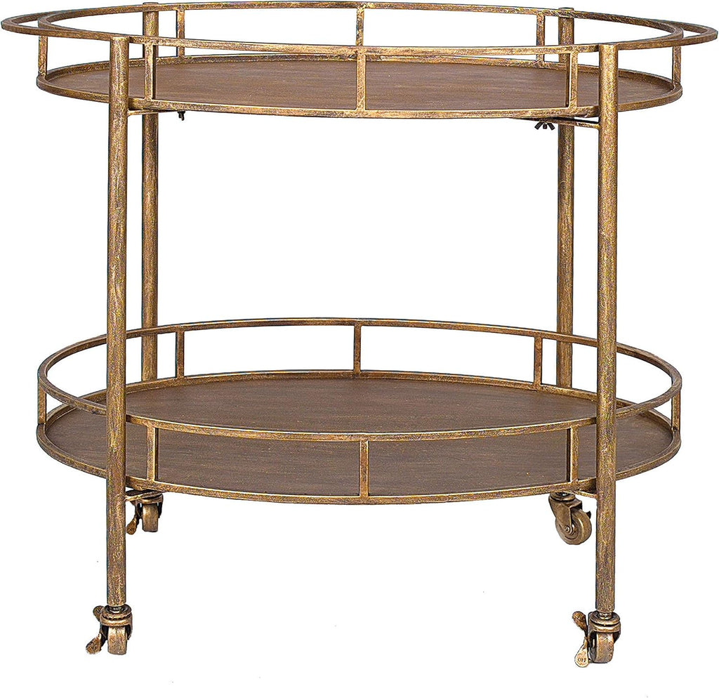 Gold 2 Tier Metal Bar Cart on Casters K951