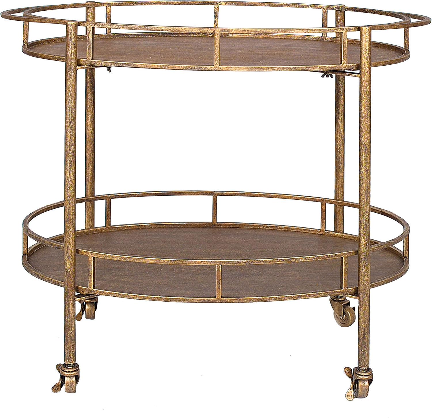 Gold 2 Tier Metal Bar Cart on Casters K951