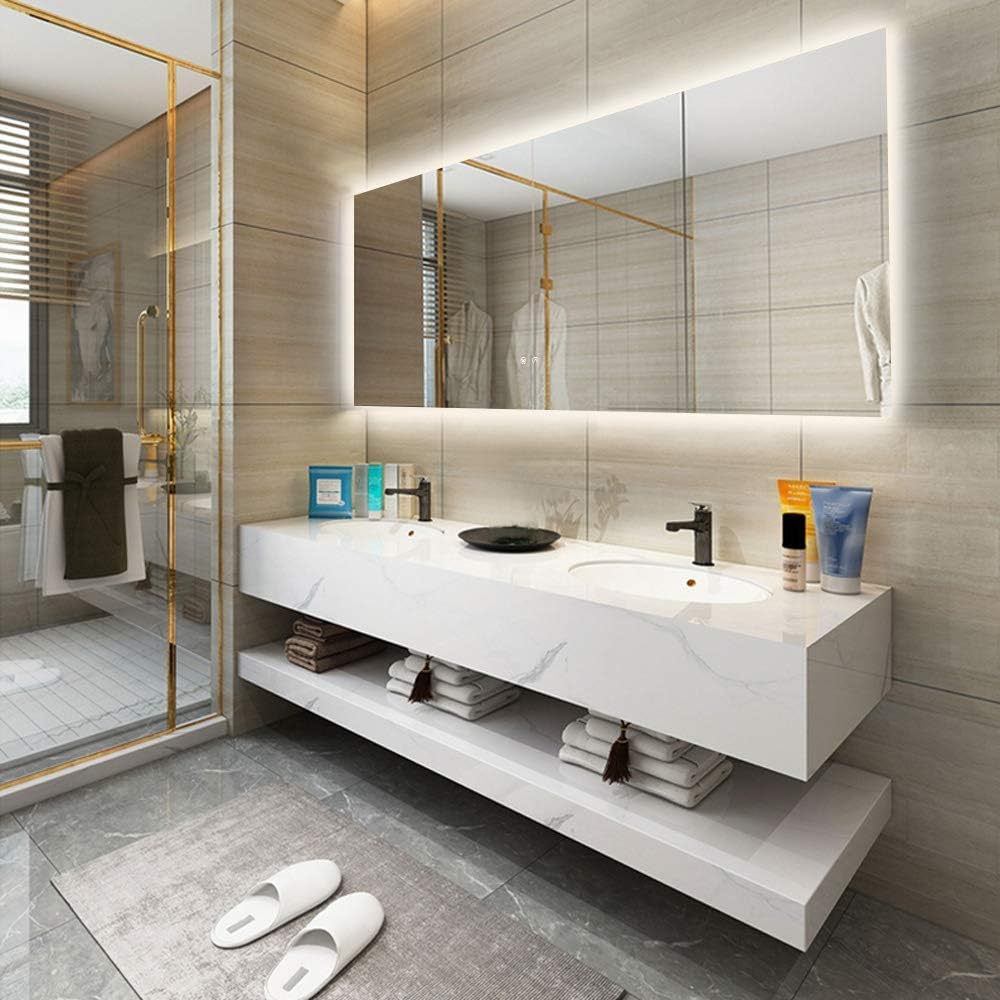 55 x 36 Inch LED Bathroom Backlit Anti Fog Dimmable Vanity Mirror B1639