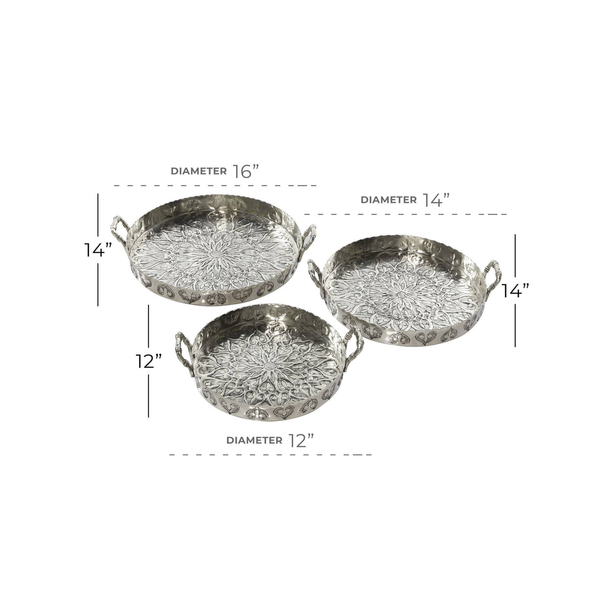 Silver Aluminum Tray (Set of 3) R897842