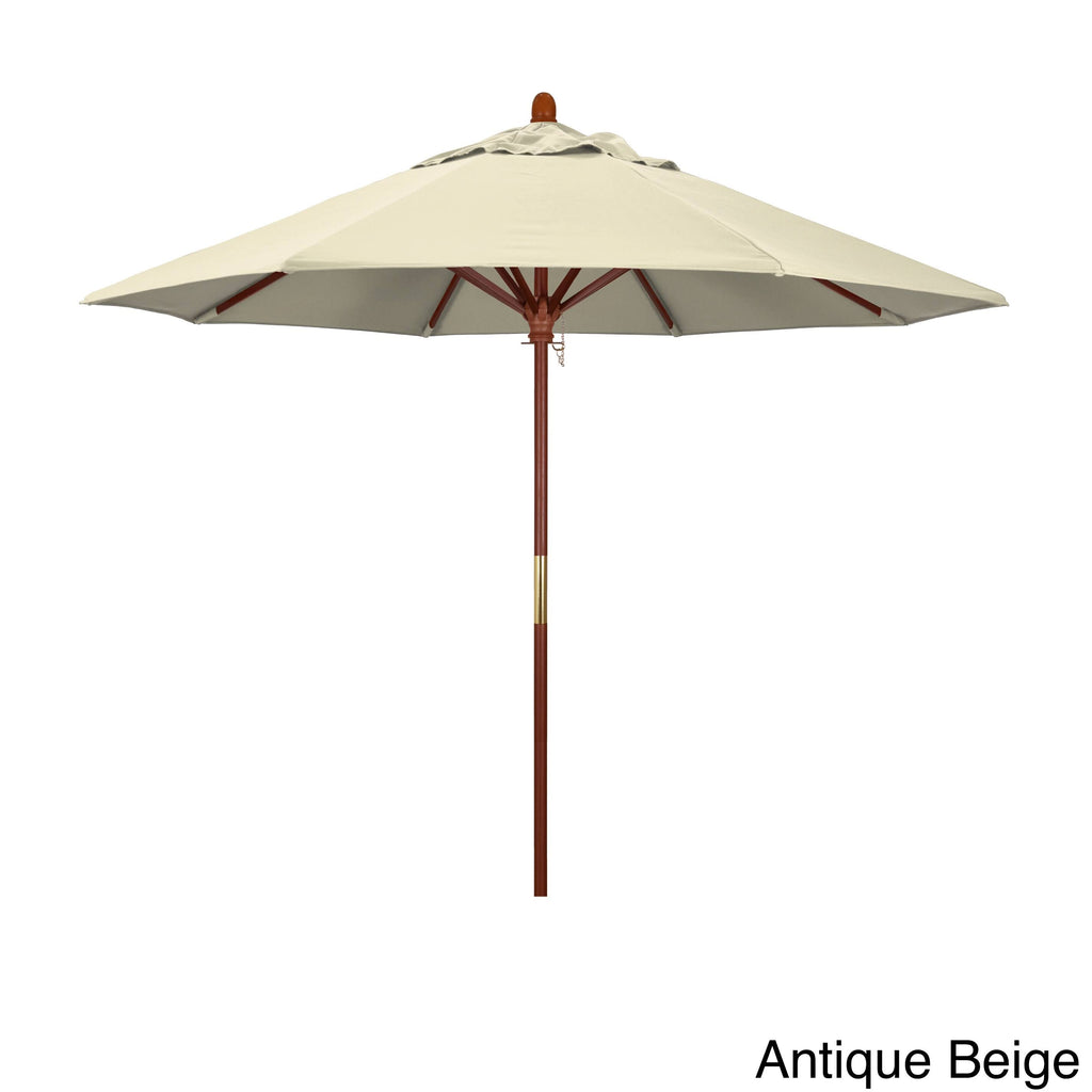 Blue 9 ft. Olefin Wood Market Umbrella K142